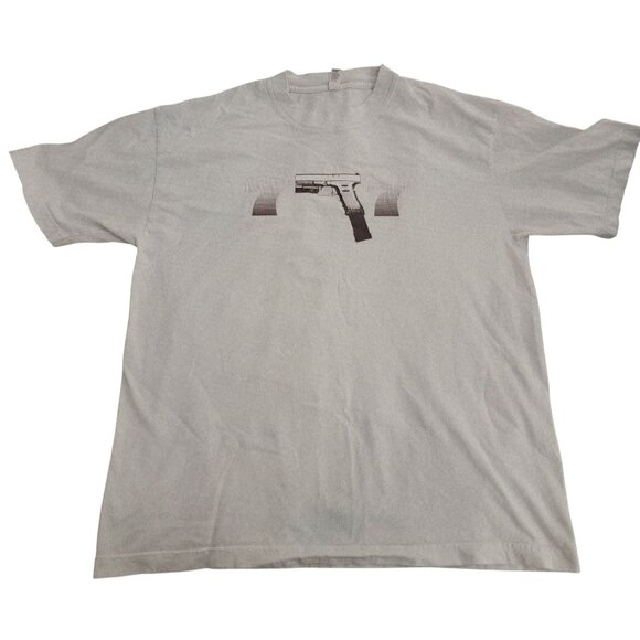 Graphic Tee Los Angeles Apparel L Gun Print "Dont Get Caught Lacking" - Picture 1 of 6